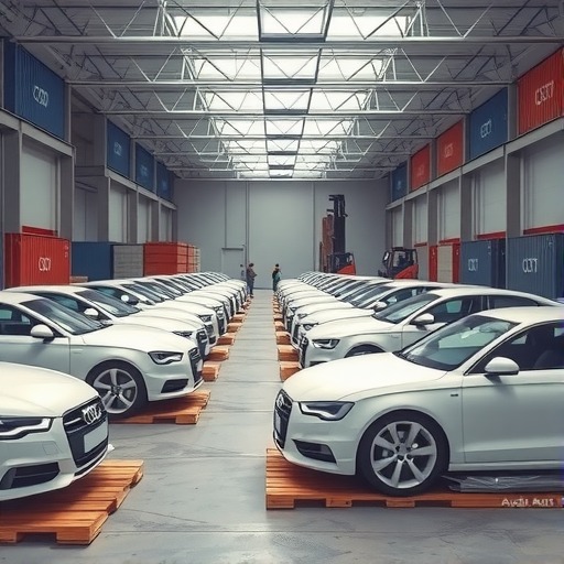 搭乘中欧班列进口的全国*大批量奥迪整车在蓉开箱